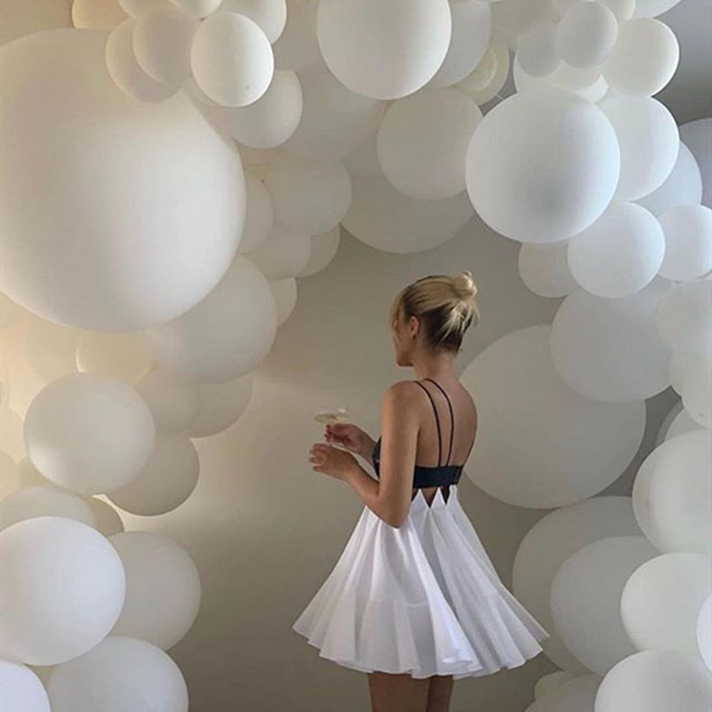 Qfdian Balloon Bouquet 5 "10" 12 "18" 24" 36 " Matte Pure White Balloons Round White Art Shape Wedding Birthday Decoration Party Helium Balloons