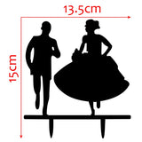 Qfdian Cozy apartment aesthetic valentines day decoration Bride And Groom Black Acrylic Cake Topper Wedding Decoration Mariage Party Supplies Adult Favors  Acrylic Cake Topper Wedding