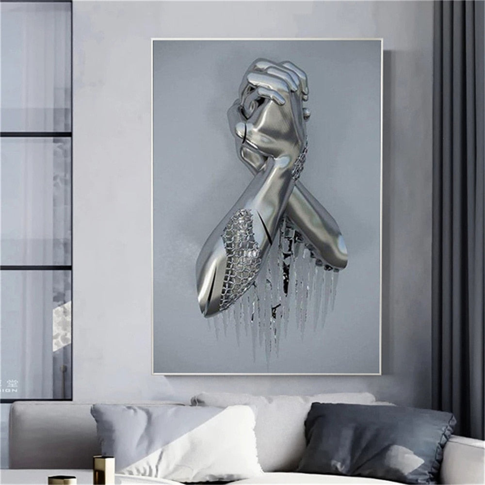 Qfdian Outstanding visual effects Canvas Painting Metal figure statue Posters And Prints Wall Pictures For Living Room Home Decor