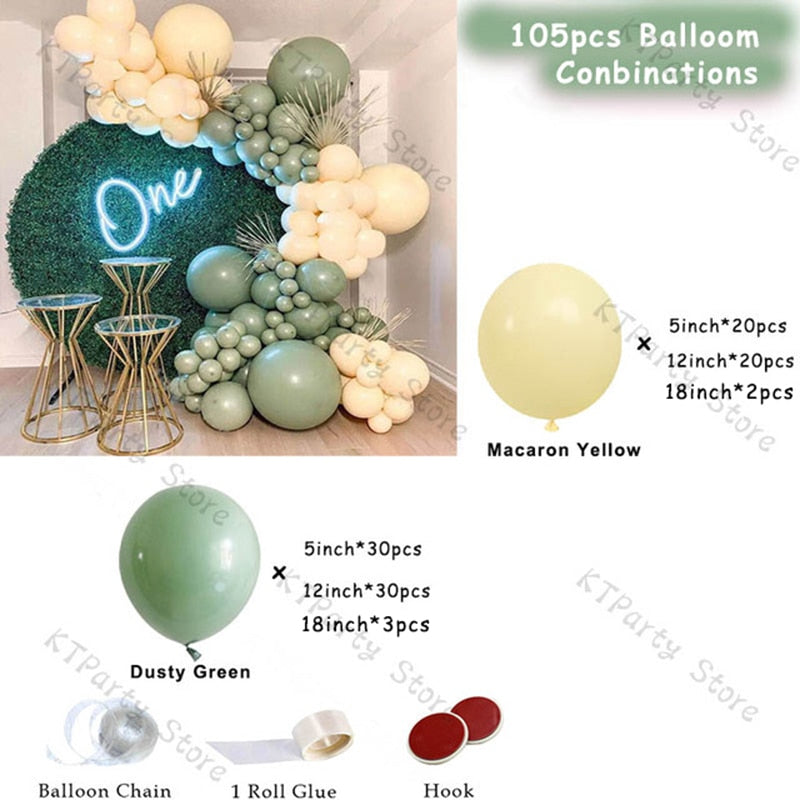 Qfdian Christmas decor ideas 161pcs Balloon Garland Arch Kit Wedding Decoration Sage Green Gold Latex White Balloon Arch Birthday Party Baby Shower Decor