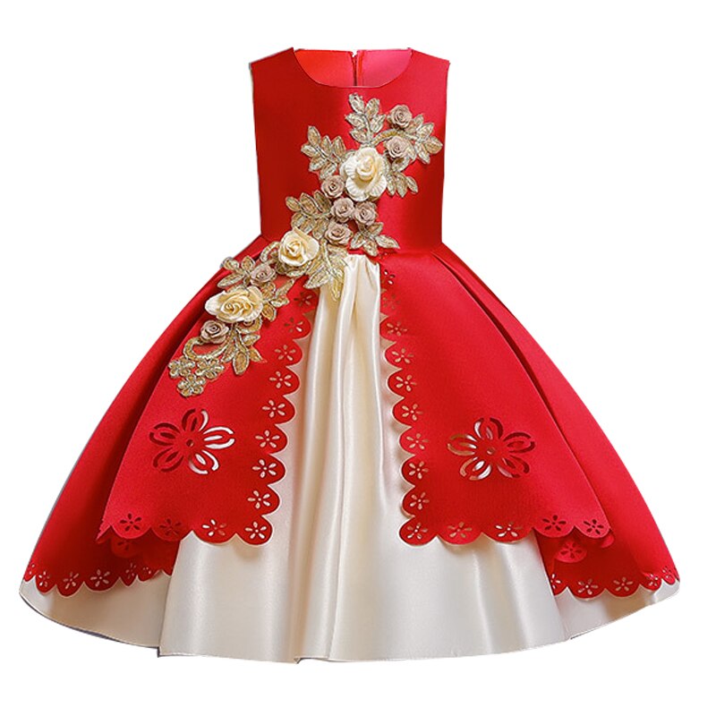 Qfdian halloween costumes christmas costumes Christmas Kids Dress For Girls Elegant Princess Dress Children Costume Girls Clothes Flower Girls Wedding Party vestidos 3-10 Y