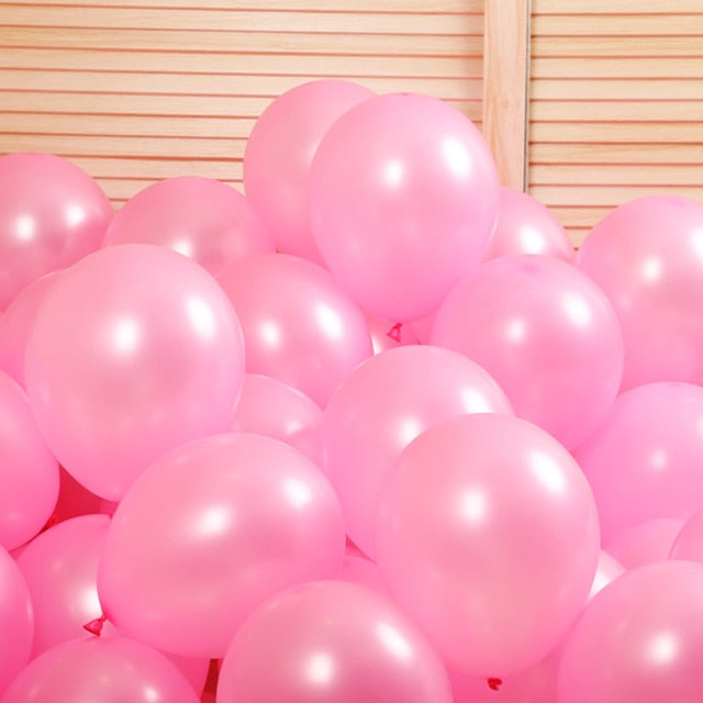 Qfdian Party gifts Party decoration hot sale new  hot sale new 12pcs/lot Pink Latex Balloon Chrome Red Hot Pink Silver Metal Balloon Baby Shower Birthday Party Wedding Decorations Air Globos