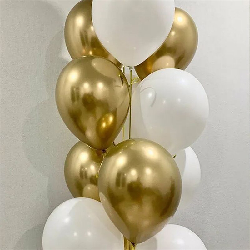 Qfdian valentines day gifts for her 20pcs 12inch Chrome Metallic Latex Balloons Pearl Balloons Birthday Party Decorations Wedding Decoration Baby Shower Supplies