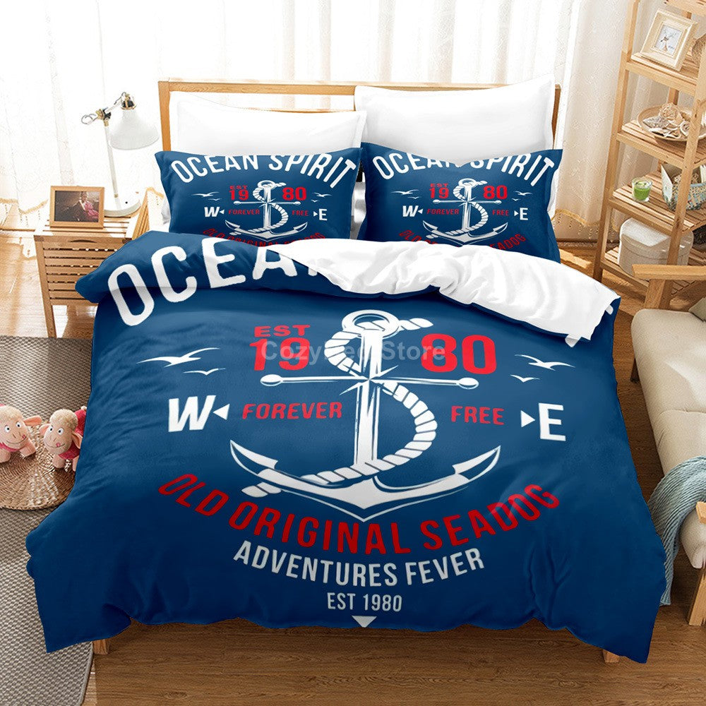 Marine Anchor Bedding Set Ocean Sea 3d Duvet Cover Sets Comforter Bed Linen Twin Queen King Single Size Blue Ship Vessel Kids