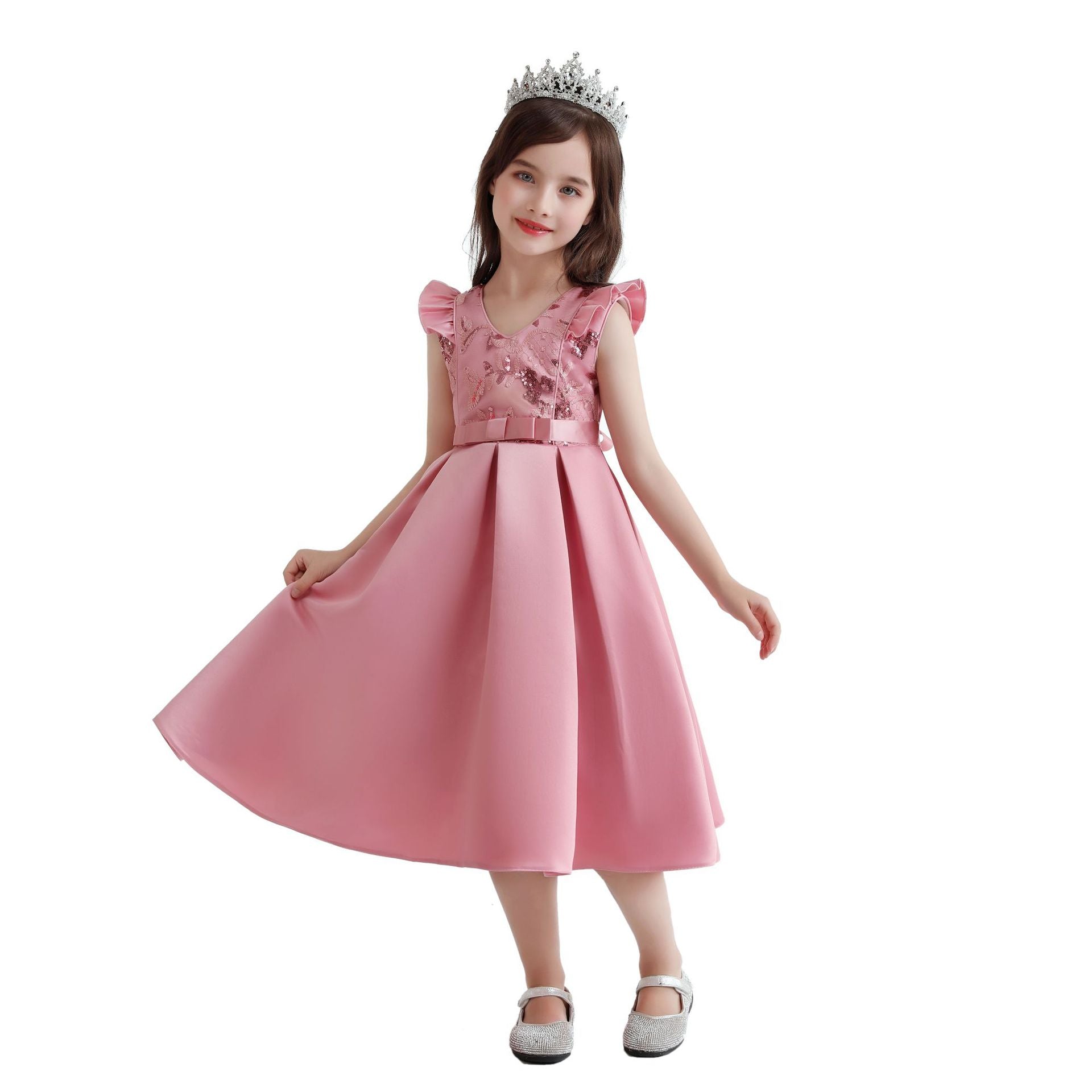 QFDIAN Kids Girl Striped Dresses Christmas Flower Girl Party Princess Dresses Children Clothes For 2 6 8 10 Years old Girls Gown Dress