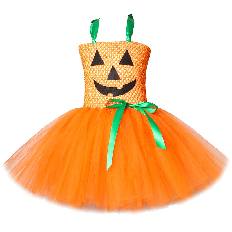 Qfdian halloween decorations halloween costumes Pumpkin Dresses for Baby Girls Tutu Dress with Witch Hat Halloween Costume for Kids Girl Pumpkin Clothes for Carnival Party