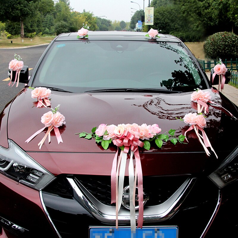 Qfdian Party decoration 2022 New Wedding Car Decoration Artificial Flower Silk Flowers Rose Flower and Door Handle