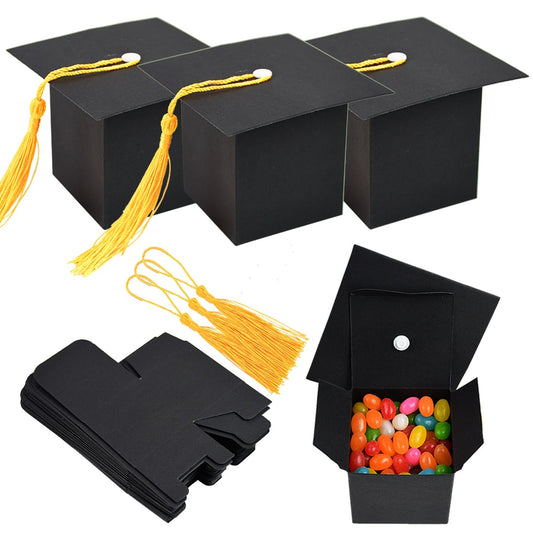 Qfdian Party decoration Congratulation Gift Diy Candy Cake Packaging Boxes Bachelor Cap Surprise Box for Son/Daughter Graduated Party 5/10P