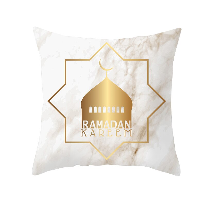 Qfdian Party decoration Ramadan Decorations for Home Polyester Cushion Cover Islamic Eid Mubarak Bed Sofa Decorative Pillowcase Cover Muslim Supplies