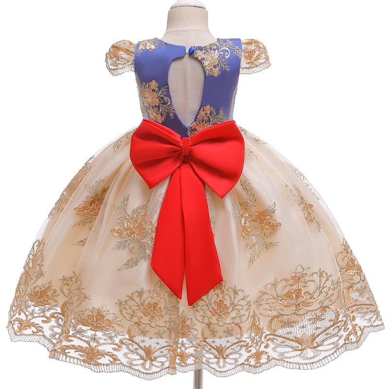 QFDIAN New Year Costume Big Bow Kids Girl Wedding Kids Dresses For Girls Princess Party Pageant Formal Dress Prom Girls Christmas Dress