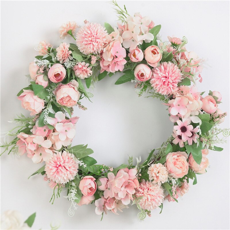 Qfdian wedding decorations hot sale new 30cm/40cm multiple styles Silk Peony Artificial Flowers Wreaths Door Perfect simulation Garland For Wedding Home Partydecoration