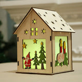 Qfdian halloween decorations christmas decorations Luminous Wooden House Snow House Christmas Tree Hanging Decor Noel Window Display Decor Xmas New Year Gift