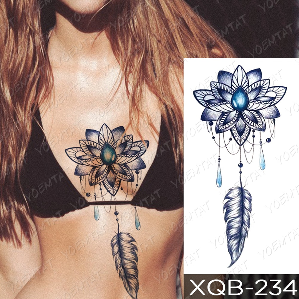 Qfdian Waterproof Temporary Tattoo Sticker I Love You Flash Tattoos Lip Print Butterfly Flowers Body Art Arm Fake Sleeve Tatoo Women