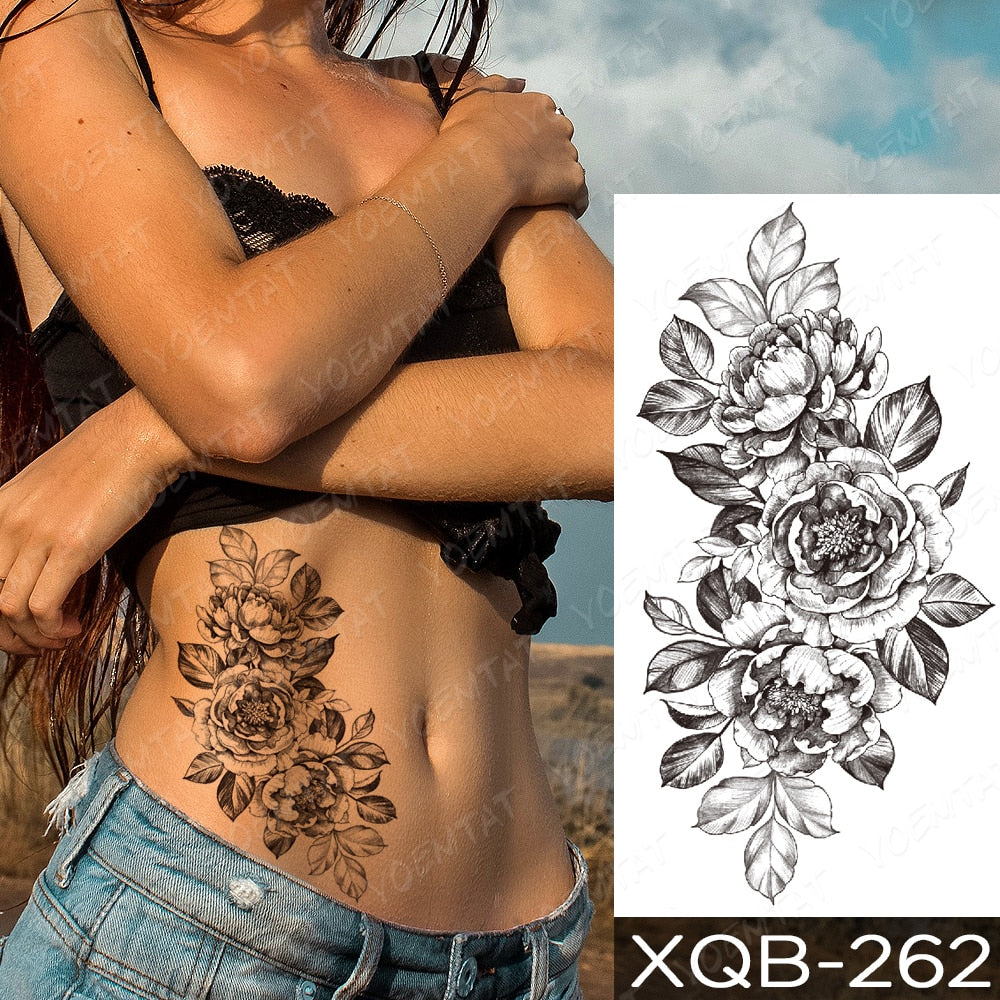 Qfdian Waterproof Temporary Tattoo Sticker I Love You Flash Tattoos Lip Print Butterfly Flowers Body Art Arm Fake Sleeve Tatoo Women