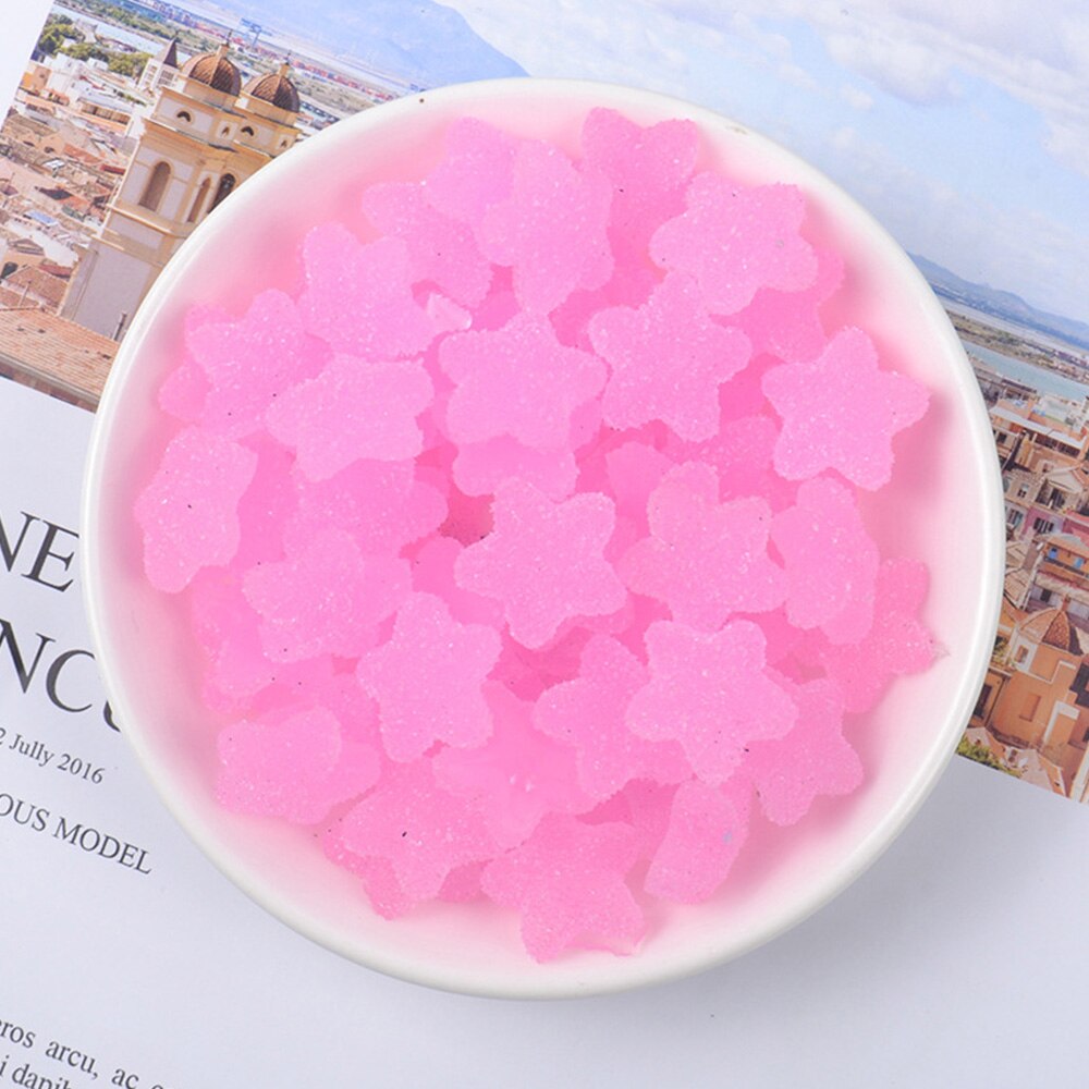 Qfdian home decor 10Pcs Flatback Resin Cabochons Simulation Candy Star Resin Cabochon Scrapbooking Embellishment DIY Accessories Decoration