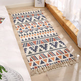 Qfdian easter decorations clearance Luxury Bohemia Ethnic Style Cotton Linen Soft Carpet Handmade Tassel Rug Living Room Bedside Floor Mat Pad Home Boho Decoration