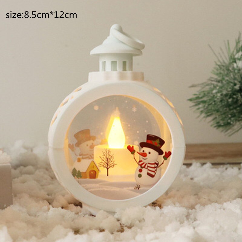 Qfdian valentines day gifts for her Santa Claus Snowman Lantern Light Merry Christmas Decor for Home Christmas Tree Ornaments Xmas Gifts Navidad New Year
