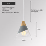 Qfdian home decor hot sale new Pendant Lamp Modern E27 Pendant Lights Wood  For Bedroom Hanging Lamp Nordic Aluminum Lampshade LED Bulb Kitchen Light