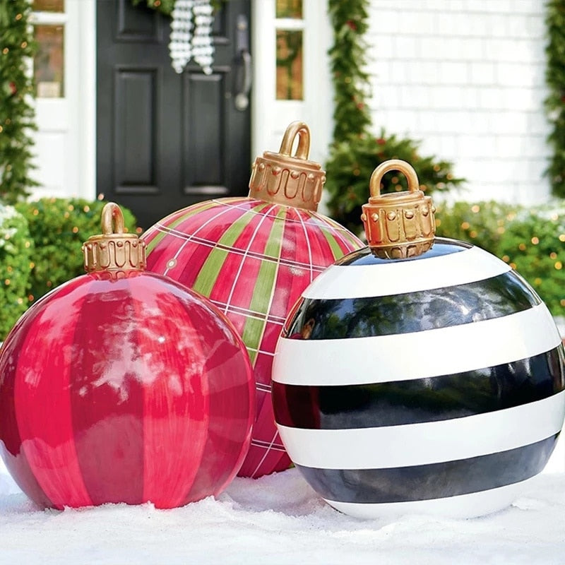 Qfdian PVC Inflatable Christmas Balls Decorations Outdoor Festive Atmosphere Baubles Toys Small Lantern Home Gift 60Cm Christmas Balls