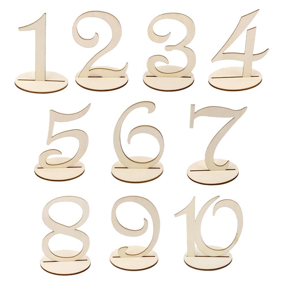 Qfdian wedding decorations 1-20 Numbers Wood Signs Wedding Table Number Wooden Table Numbers Rustic Wedding Engagement Seat Numbers Sign with Base