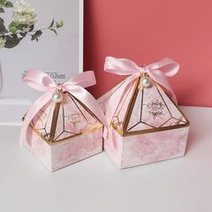 Qfdian Party gifts Party decoration hot sale new Gem Tower Bronzing Candy Box Wedding Gift Packaging Box Only For You Chocolate Candy Paper Gift Box For Baby Shower Event Party