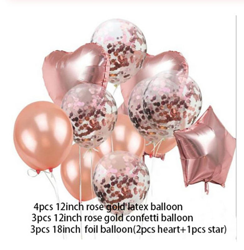 Qfdian Party decoration hot sale new Rose Gold Happy Birthday Party Decor Balloons Chrome Air Helium Balloon Baby Shower 18 25 30th Birthday Anniversary Decorations