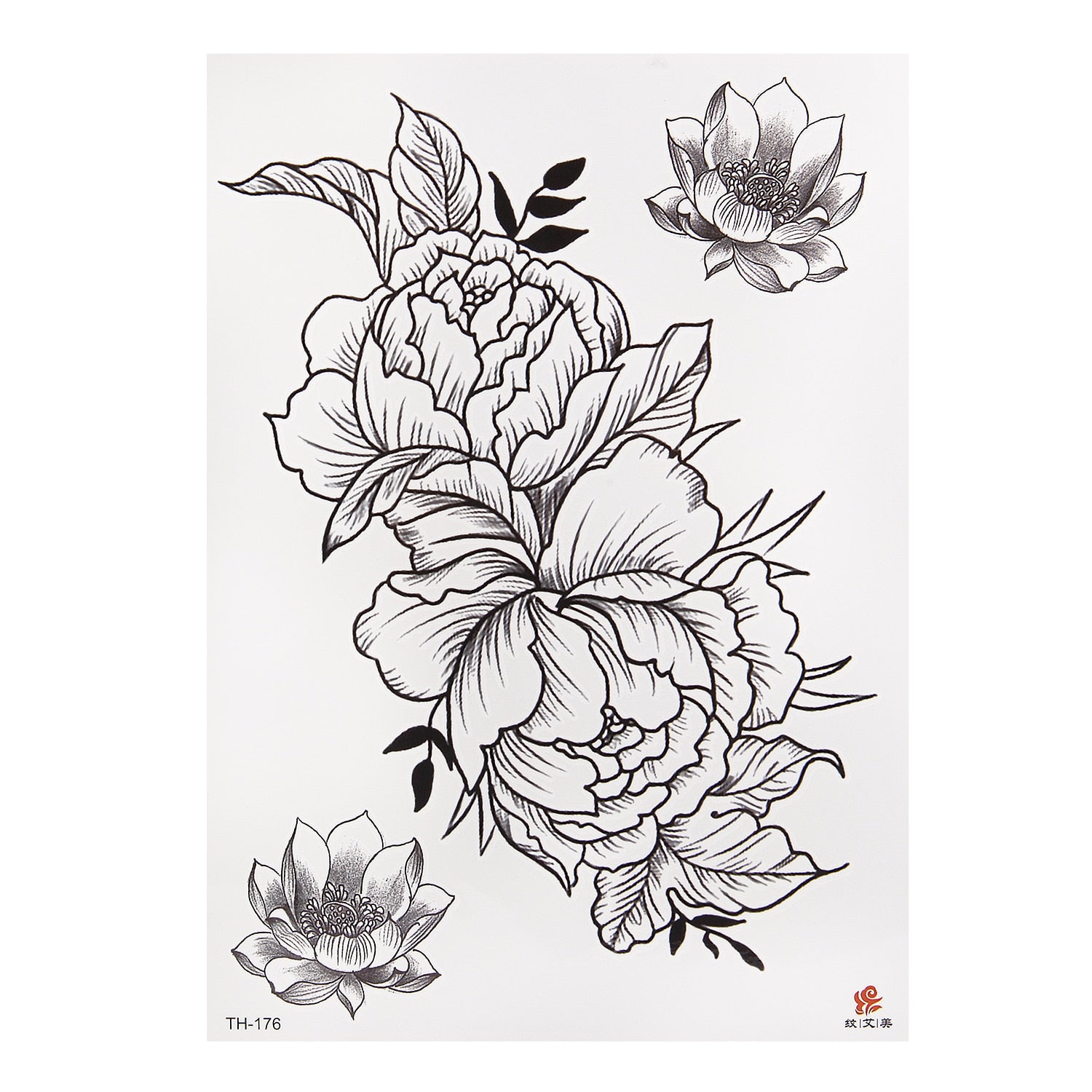 Qfdian Party decoration hot sale new Waterproof Temporary Tattoo Sticker Black Roses Flower Pattern Design Full Flower Arm Body Art Big Large Fake Tattoo Sticker 1PC