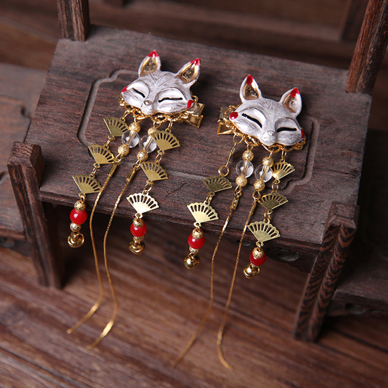 Qfdian 1pc Rabbit Hairpin Tassels Hairpin Cute Girl Daily Cos Props Vintage Barrettes Cosplay Kimono Hanfu Handwork Hair Accessories