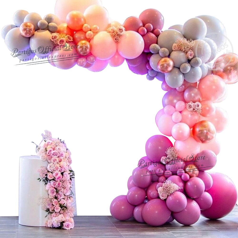 Qfdian Party decoration hot sale new 119Pcs Pastel Pink Rose Red Latex Balloons Garland Kit Set Wedding Decorations Globos Chain Birthday Engagement Bridal decors