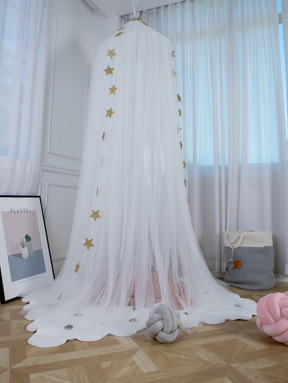 Qfdian Baby Dome Mosquito Net With Stars Hanging Tent Baby Bed Crib Canopy Bedroom Tulle Curtains Children Kids Room Decoration