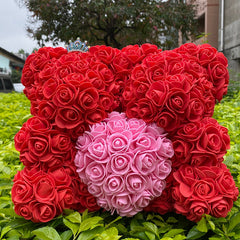 Qfdian valentines day gifts for her Artificial Flowers Rose Bear Multicolor Plastic Foam Rose Teddy Bear Girlfriend Valentines Day Gift Birthday Party Decoration