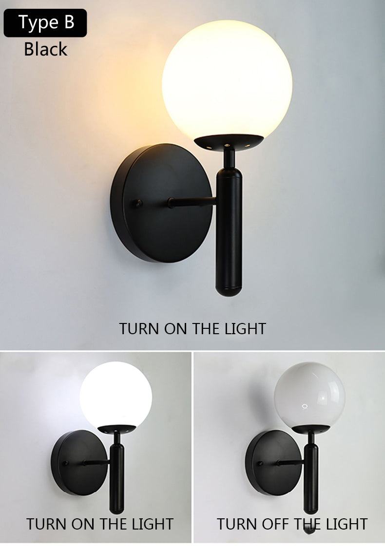 Qfdian home decor hot sale new Nordic Modern Wall Lamp Beside Bedroom Glass Ball LED Wall Lights Fixtures Wandlamp Lighting Bathroom Mirror Stair Light