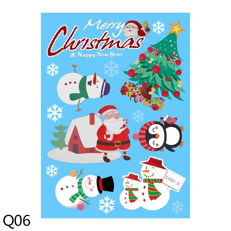 Qfdian CHRISTMAS decorations 1 Sheet Merry Christmas Snowflake Snowman Window Sticker Christmas Wall Stickers Kids Room Wall Decals