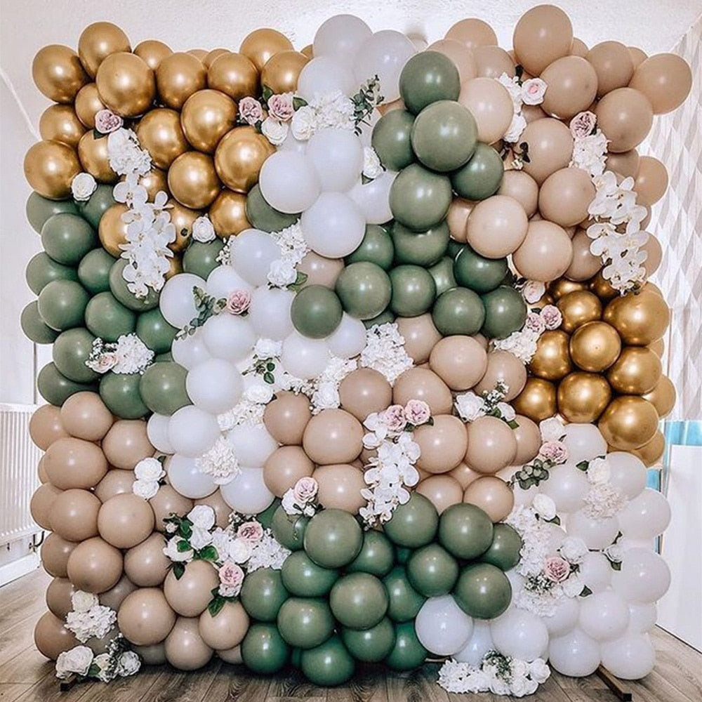 Qfdian Party decoration hot sale new Multi Size Matte Pastel Pink Avocado Bean Green Latex Balloons Garland Kit Balls Wedding Jungle Party Home Decorations Globos