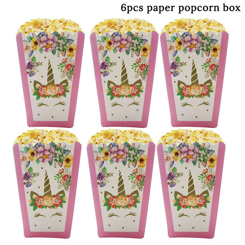 Unicorn Party Supplies Paper Popcorn Box Cookie Gift Box Bag Kids Unicorn Theme Birthday Party Decoration Baby Shower Supplies