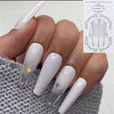 Qfdian gifts for women hot sale new 24PCS Fake Nails With Glue Rhinestones Long Coffin Flame Press on Nails Detachable French Stick on Nails Art DIY faux ongles