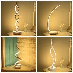 Qfdian Cozy apartment aesthetic hot sale new Modern LED Table Lamp Iron Bedside Light Desk Lamp Spiral Wave Dimmable Bedroom Night Light Home Lighting Fixture