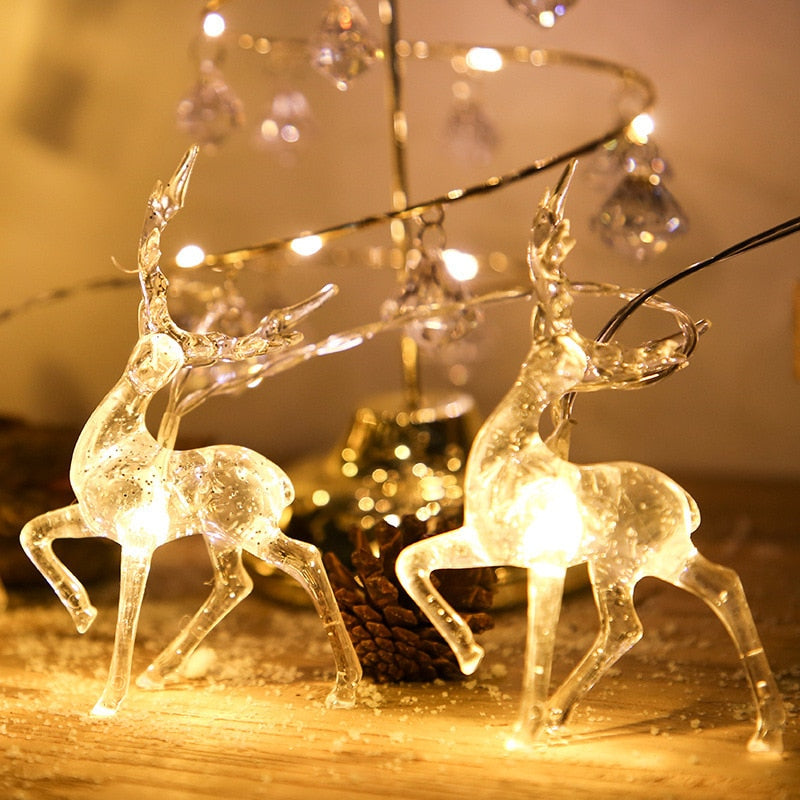 Qfdian Christmas decorations 1.5m 10LED Christmas Reindeer String Light Garland Decoration For Home Christmas Ornaments Natal New Year 2022 Party Supplies