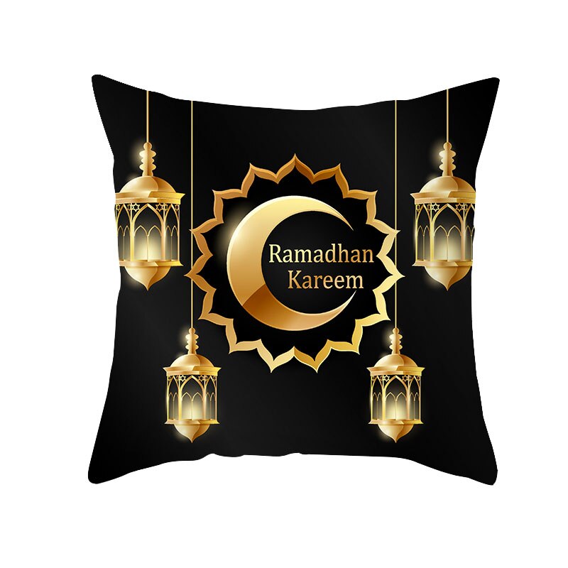 Qfdian Party decoration Islamic Eid Mubarak Pillowcase Ramadan Kareem Home Car Bedroom Sofa Decootative Pillow Cushion Covers Mosque Muslim Decor 45cm