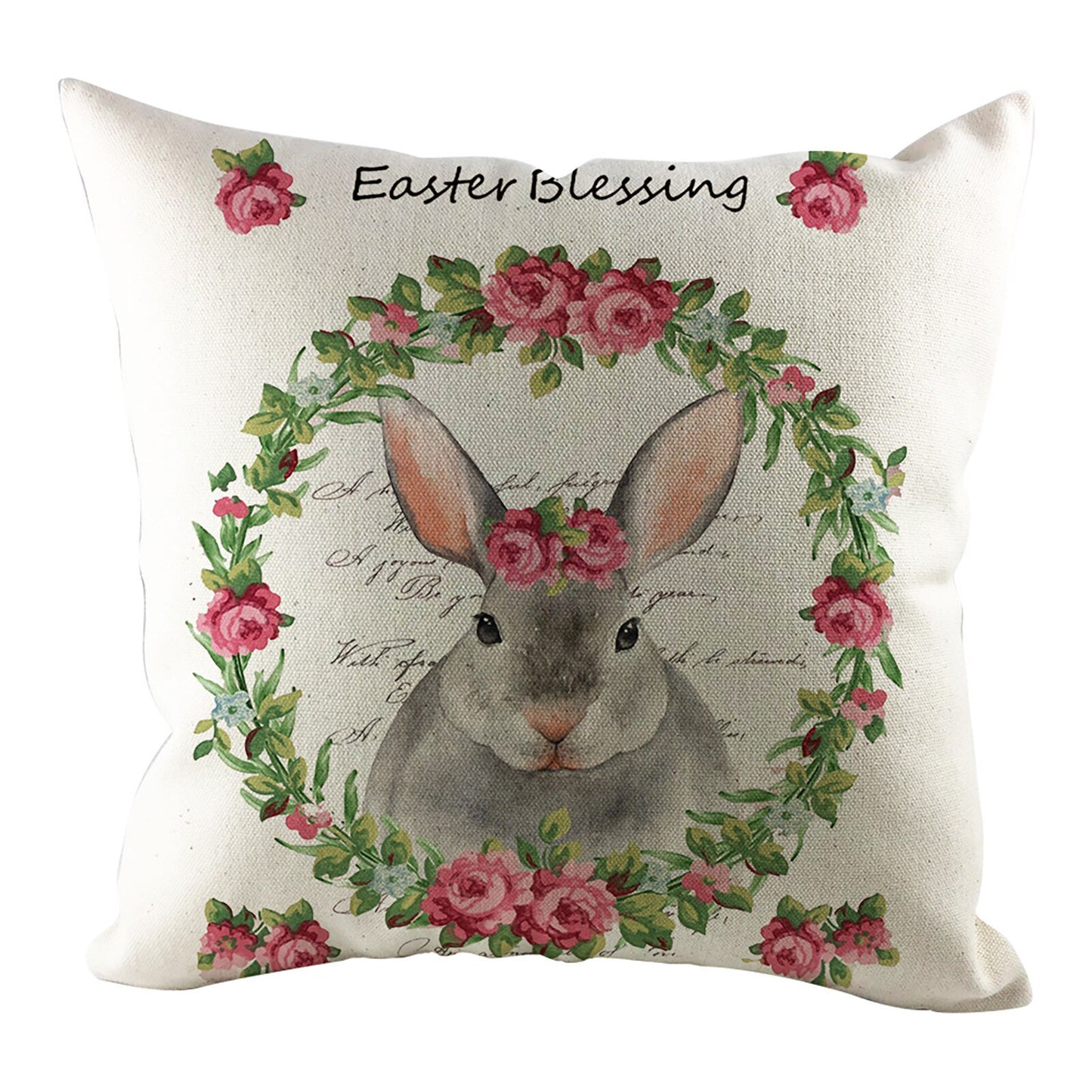 Qfdian easter decorations clearance Happy Easter Cushion Cover Bunny Eggs Decorative Pillow Cover Easter Rabbit Print Pillow Case Sofa Car Cushion Cover Home Decor