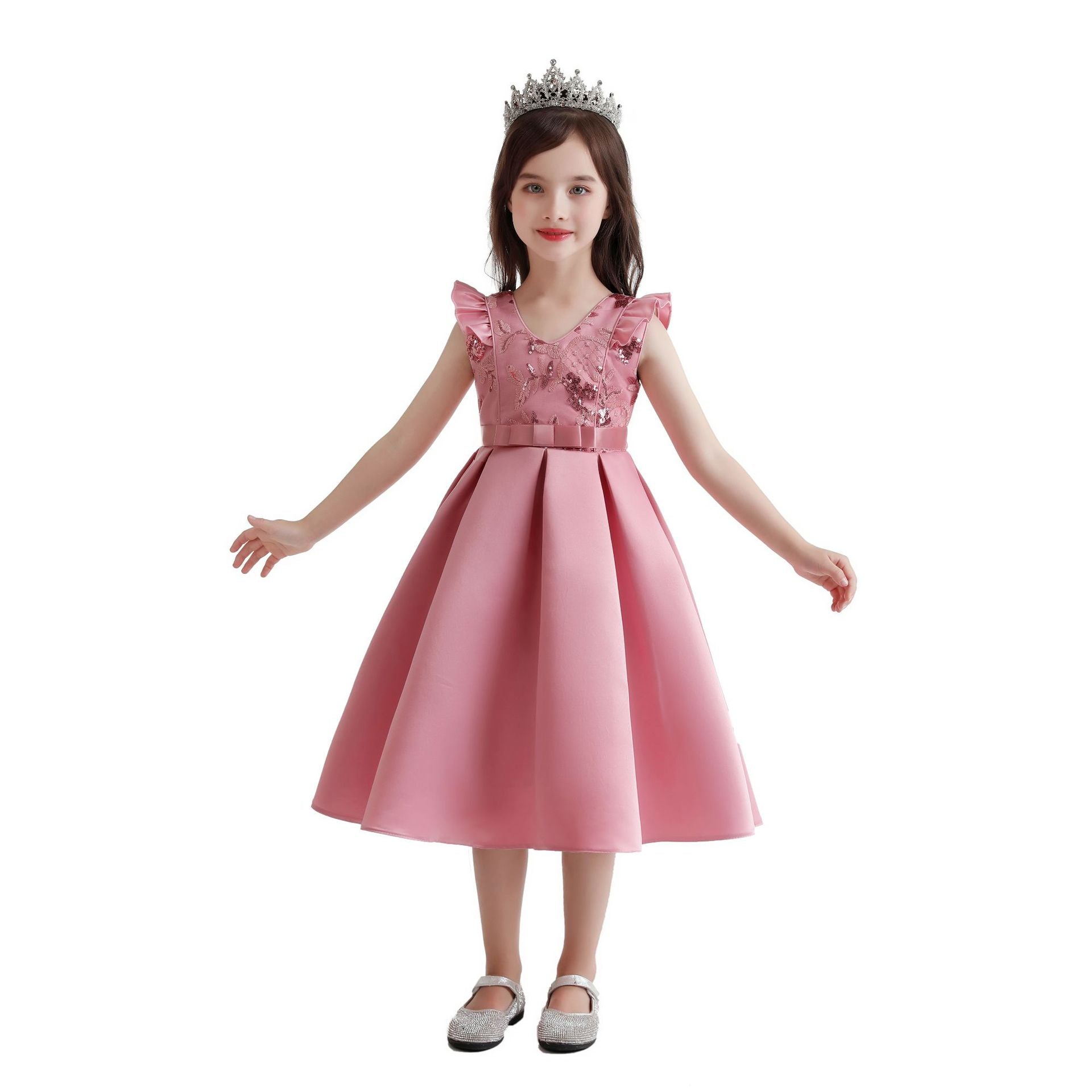 QFDIAN Kids Girl Striped Dresses Christmas Flower Girl Party Princess Dresses Children Clothes For 2 6 8 10 Years old Girls Gown Dress