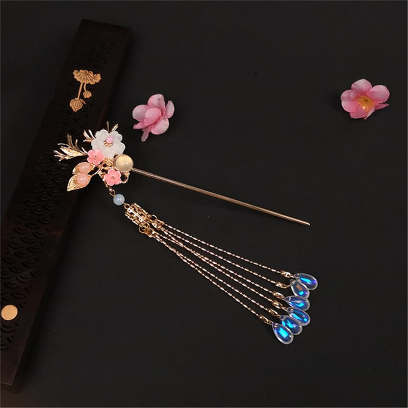 Qfdian gifts for women hot sale new HANFU Peony Flowers Hanfu Traditional Flower Hairpin Classic Hair Stick Elegant Women Elegant Hanfu Hair Accessories Women's Gifts