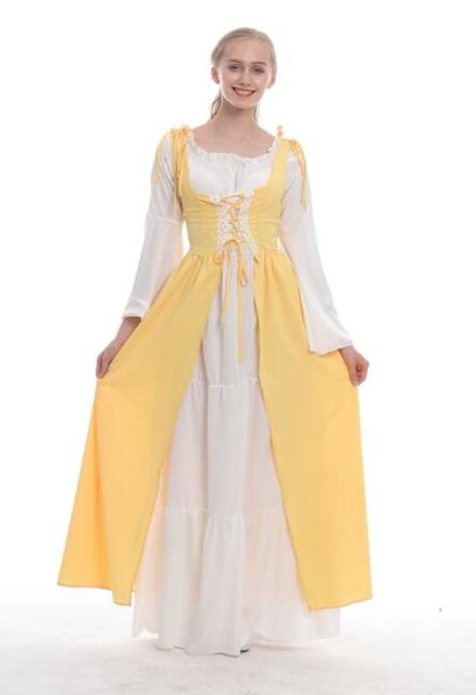 Qfdian S-6XL Medieval Punk Dress Cosplay Halloween Costumes Women Palace Carnival Party Disguise Princess Female Victorian Vestido Robe