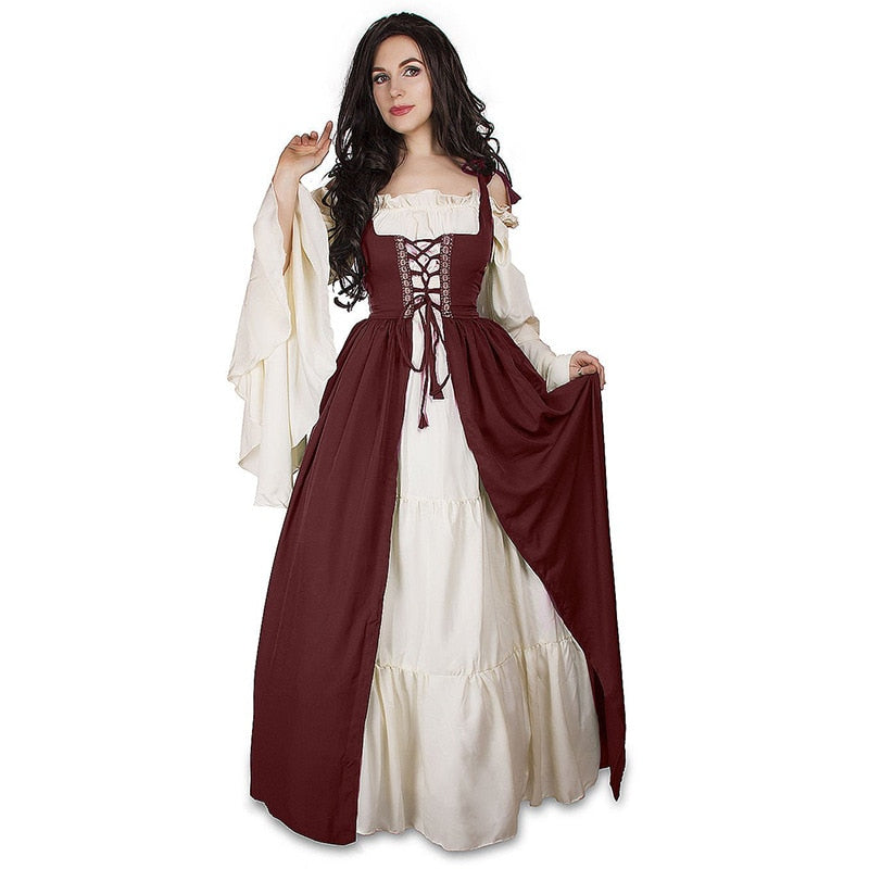 Qfdian S-6XL Medieval Punk Dress Cosplay Halloween Costumes Women Palace Carnival Party Disguise Princess Female Victorian Vestido Robe