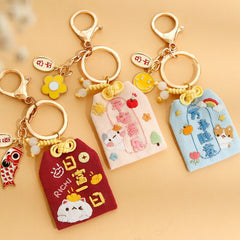 Omamori Diy Cross Stitch Cartoon Pendant Keychain Kawaii Animal Embroidery Peace Sign Manual Material Package Jewelry Crafts