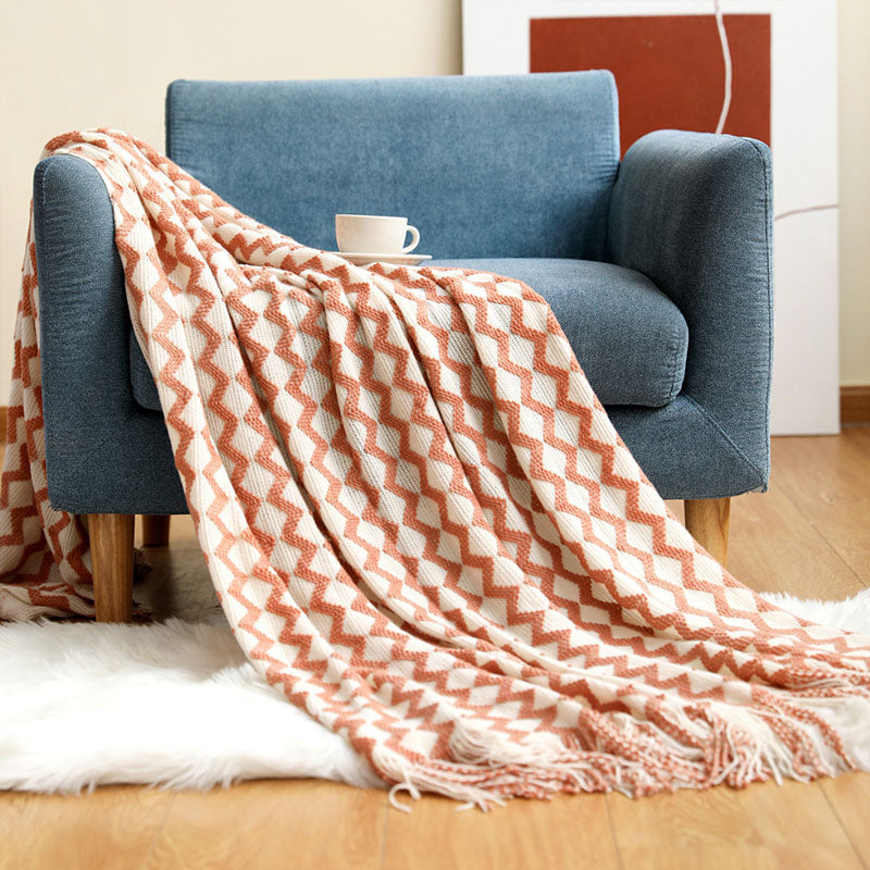 Qfdian Nordic Knit Plaid Blanket Super Soft Bohemia Blanket For Bed Sofa Cover Bedspread Plaid On The Sofa Decor Blankets With Tassel