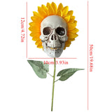Qfdian New Garden Decoration Skull Head Sunflower Statues Outdoor Creative Garden Ornament Party Garden Skull Sunflower Decoration