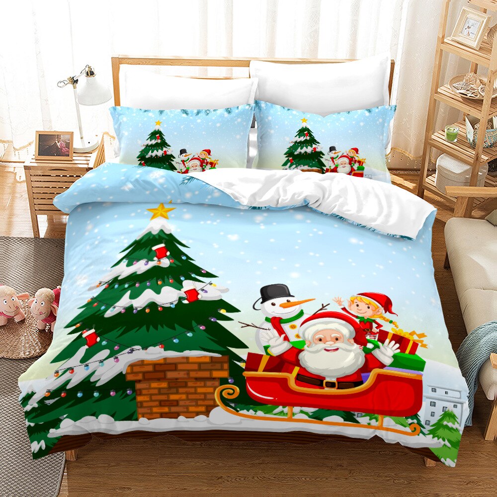 Qfdian christmas decor ideas nightmare before christmas Plus Size Bedding Sets Christmas Gifts High End Fabric Home Textile 3D Print Merry Christmas /happy New Year Bedclothes Bed Set