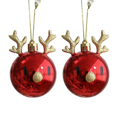 QFDIAN New 2pcs Christmas Balls Ornaments Bauble Pendant Elk Design Hanging Balls Mall Home Party Props For Christmas Tree Decorations