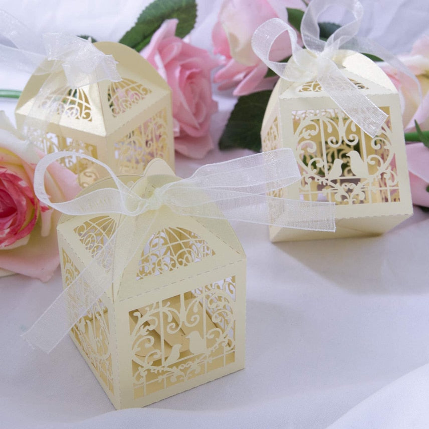 Qfdian Party gifts Party decoration hot sale new Laser Cut Wedding Favor Boxes,Classical Bird Style Candy Gift Boxes Rustic Wedding Decoration Bridal Shower Party Favor Birthday